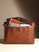 Brown Leather Satchel Messenger Bag - Image 5