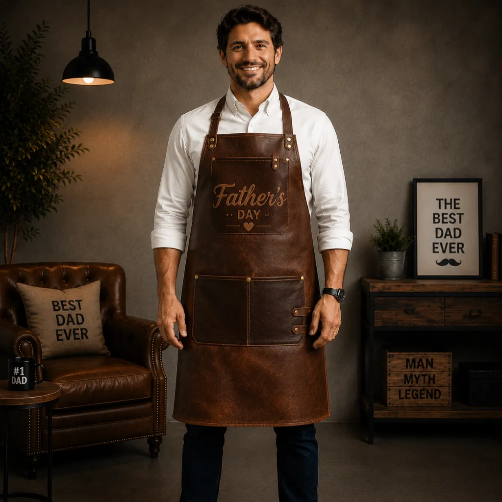 Father-day.webp Father's Day Vintage Leather Apron – Premium Full Grain Leather - Image 1