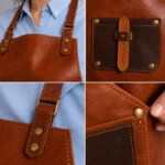 Happy Mother's Day Cowhide Leather Brown Apron - Image 2