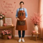 Happy Mother's Day Cowhide Leather Brown Apron