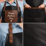 Happy Mother's Day Cowhide Black Leather Apron - Image 2