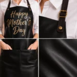 Bespoke Happy Mother's Day Black Cowhide Leather Apron - Image 2