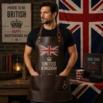 United Kingdom Independence Day Leather Apron – Premium Brown Genuine Leather Work Apron | Worldwide Shipping