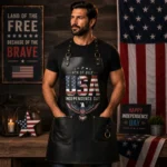 USA Independence Day Leather Apron – Premium Black Genuine Leather Work Apron | Worldwide Shipping