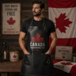 Canada Independence Day Leather Apron – Premium Black Genuine Leather Work Apron | Worldwide Shipping