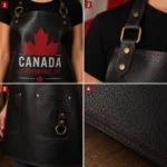 Canada Independence Day Leather Apron for Women – Premium Black Genuine Leather Apron | Worldwide Shipping - Image 2