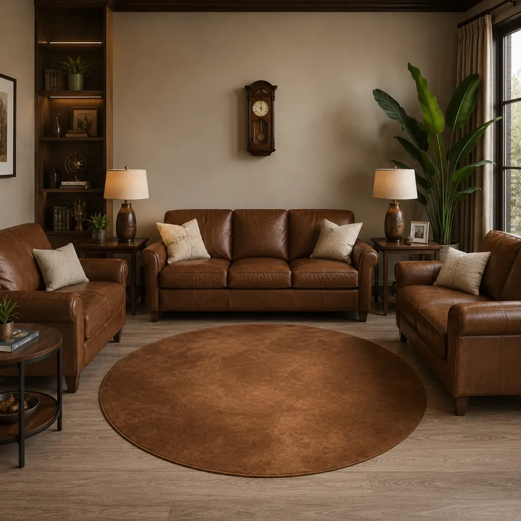 Leather-18.webp Elegant Living Room Suede Leather Rug - Image 1