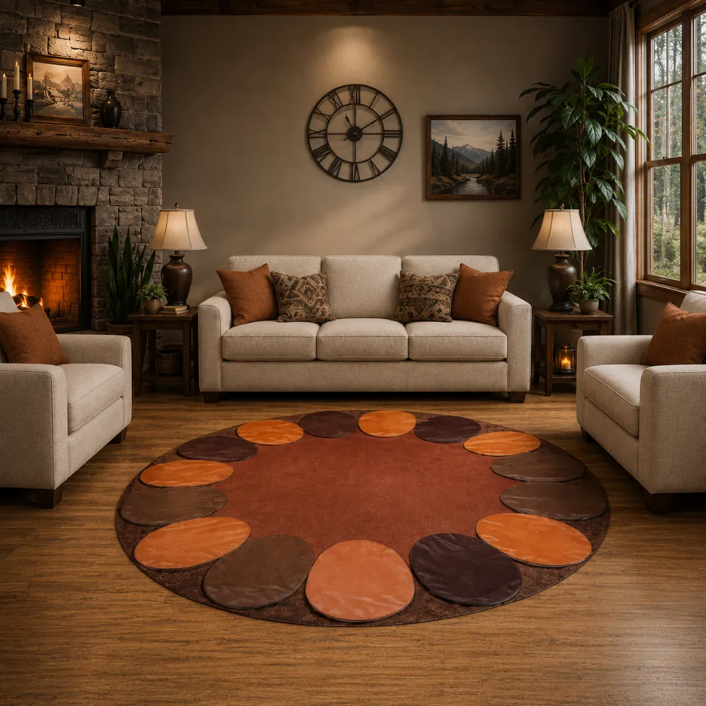 Leather-2.webp Cozy Living Space Suede Leather Rug - Image 1