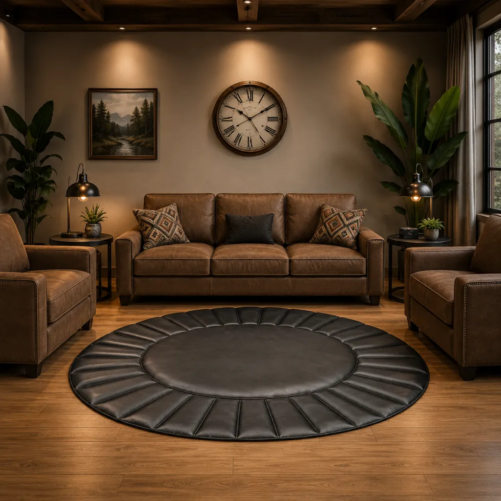 Leather-4.webp Home Decor Accent Cowhide Leather Rug - Image 1