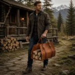 Backyard Firewood Pull Up Leather Log Carrier