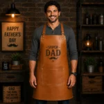 Super Dad Leather Aprons – Premium Full Grain Tan Leather BBQ & Workshop Apron