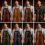 Vibrant Black Crazy Horse Leather Apron - Image 3