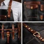Vibrant Black Crazy Horse Leather Apron - Image 2