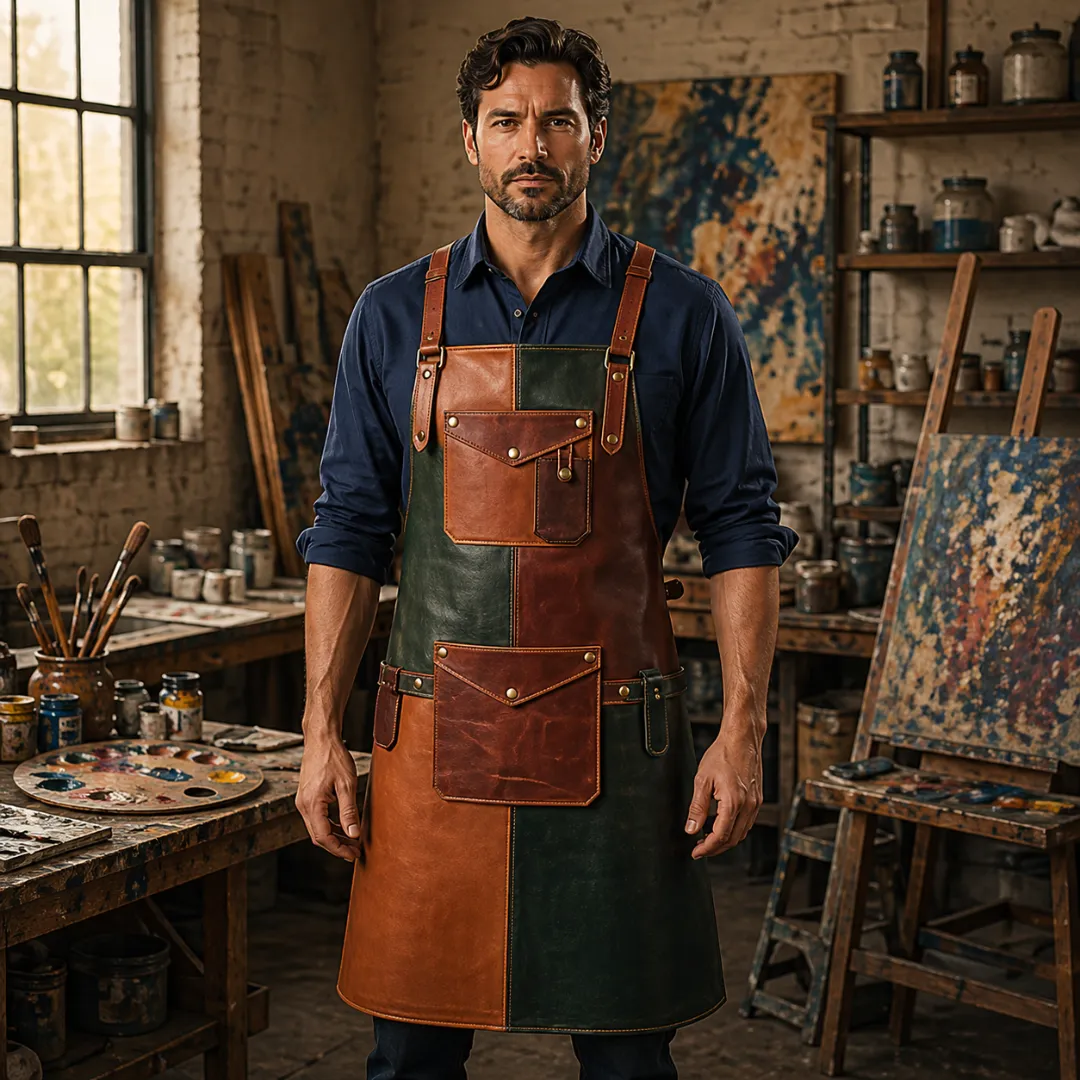 Untitled-2026-04-27T234248.894.webp Vibrant Tri-Tone Crazy Horse Leather Apron - Image 1