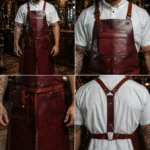 RazorEdge Maroon Crazy Horse Leather Barber Apron - Image 2