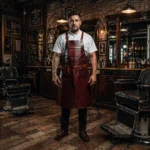 RazorEdge Maroon Crazy Horse Leather Barber Apron