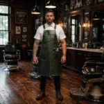 ClipMaster Green Crazy Horse Leather Barber Apron