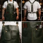 ClipMaster Green Crazy Horse Leather Barber Apron - Image 2