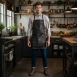 Finlay Leather Charcoal Goatskin Suede Apron