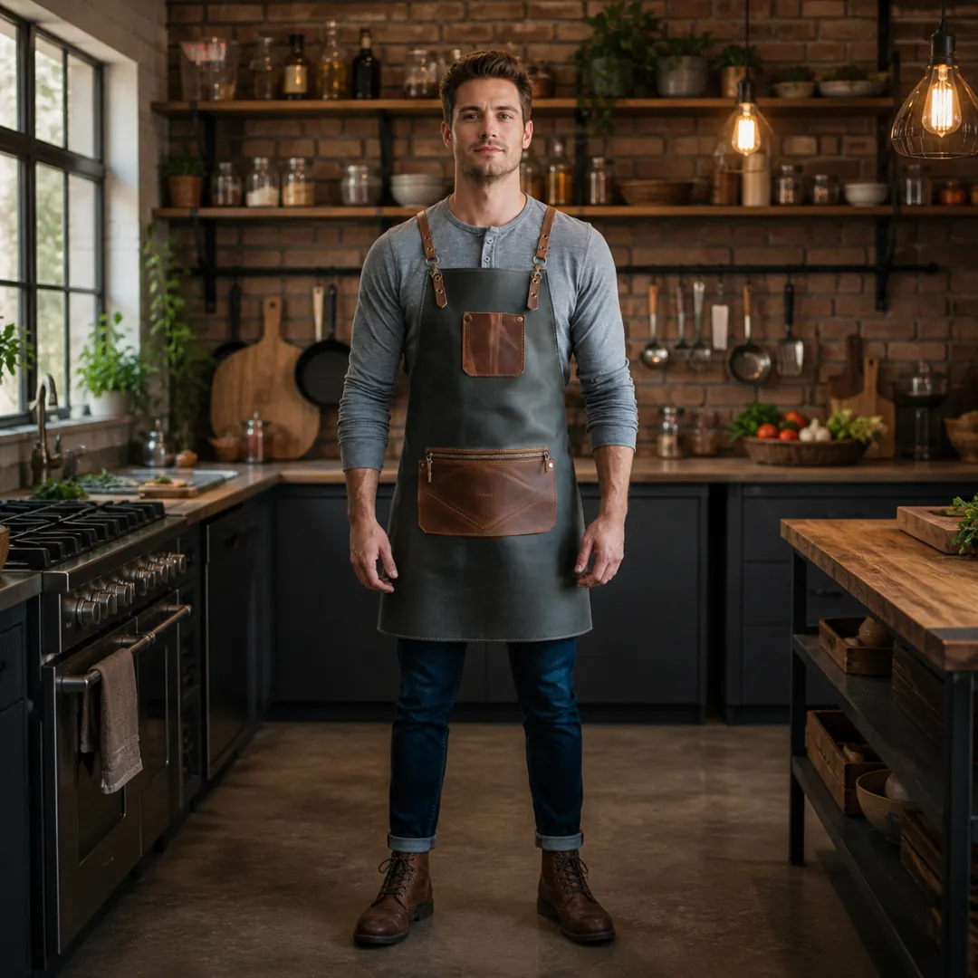 Untitled-2026-05-01T231858.030.webp Holden 1 Zipper Charcoal Cowhide Leather Apron - Image 1