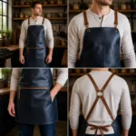 Turner Zipper Navy Crazyhorse Leather Apron - Image 2