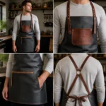 Rhodes Zipper Charcoal Crazyhorse Leather Apron - Image 2