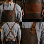 Bishop 1 Pocket Charcoal Cowhide Leather Apron - Image 2