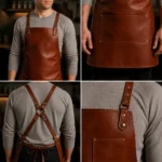 Grayson 2 Pocket Brown Cowhide Leather Apron - Image 2