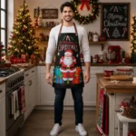 Gingerbread Baker Black Crazy Horse Leather Apron