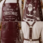 Starry Night Mahroon Crazy Horse Leather Apron - Image 2