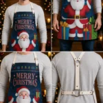 Snowflake Stitch Blue Crazy Horse Leather Apron - Image 2