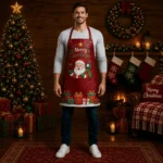 Christmas Eve Red Crazy Horse Leather Apron