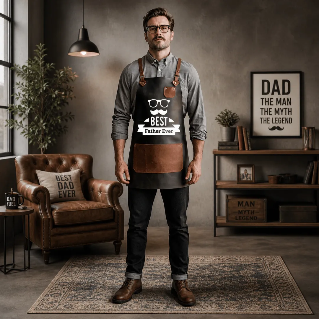 Untitled-2026-05-05T212903.390.webp Best Father Ever Cowhide Leather Apron – Father’s Day Special - Image 1