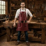 Precision Crafter Maroon Woodworking Leather Apron
