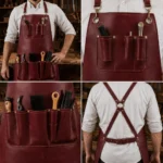 Precision Crafter Maroon Woodworking Leather Apron - Image 2
