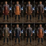 Spencer 2 Pockets Brown Crazyhorse Leather Apron - Image 3