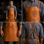 Spencer 2 Pockets Brown Crazyhorse Leather Apron - Image 2