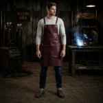 Merritt 2 Pockets Maroon Cowhide Leather Apron