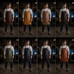 Merritt 2 Pockets Maroon Cowhide Leather Apron - Image 3