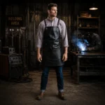 Jasper 2 Pockets Black Cowhide Leather Apron
