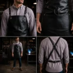 Jasper 2 Pockets Black Cowhide Leather Apron - Image 2