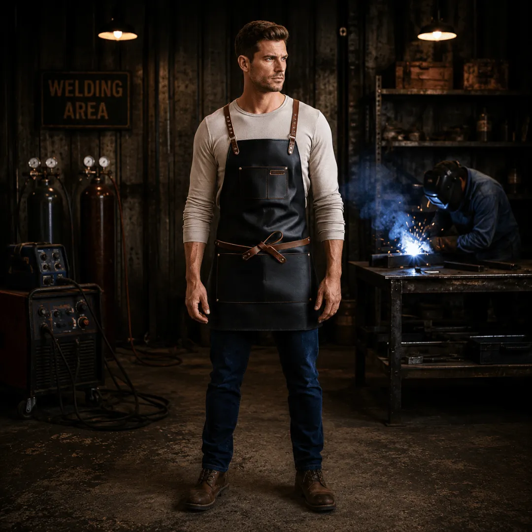 Untitled-2026-05-07T215301.813.webp Lennox 2 Pockets Black Cowhide Leather Apron - Image 1