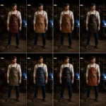 Lennox 2 Pockets Black Cowhide Leather Apron - Image 3