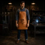 Quinn 2 Pockets Tan Cowhide Leather Apron