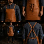 Quinn 2 Pockets Tan Cowhide Leather Apron - Image 2