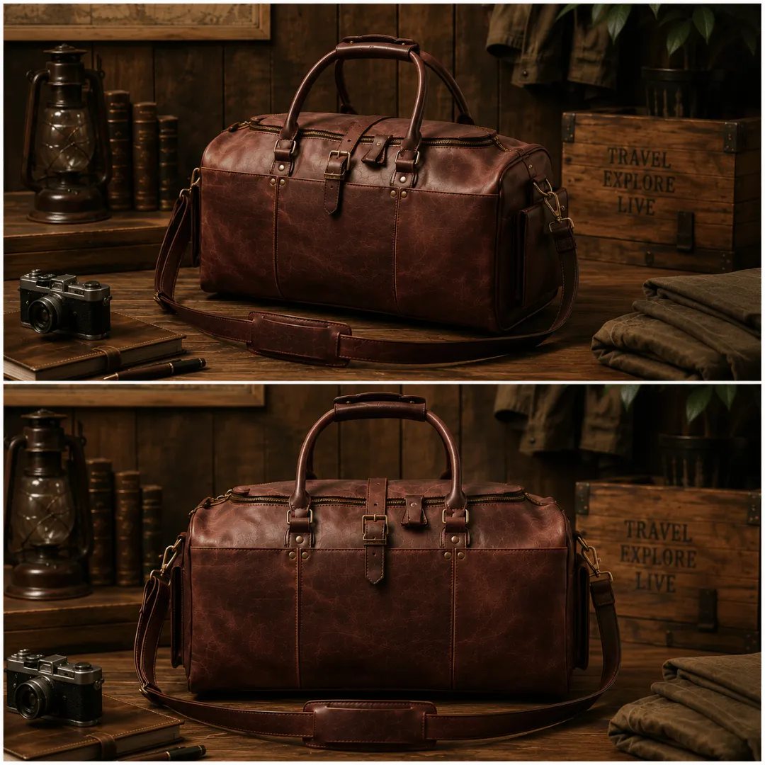 Untitled-2026-05-11T211833.696.webp Custom Hunter Brown Leather Duffel Bag - Image 1