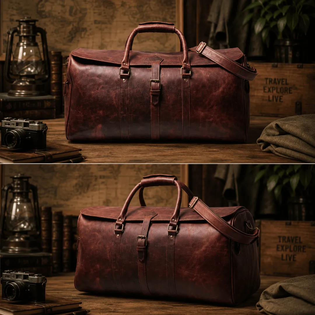 Untitled-2026-05-11T220439.969.webp Engraved Leather Duffle Bag for Men - Weekender Travel Bag - Image 1