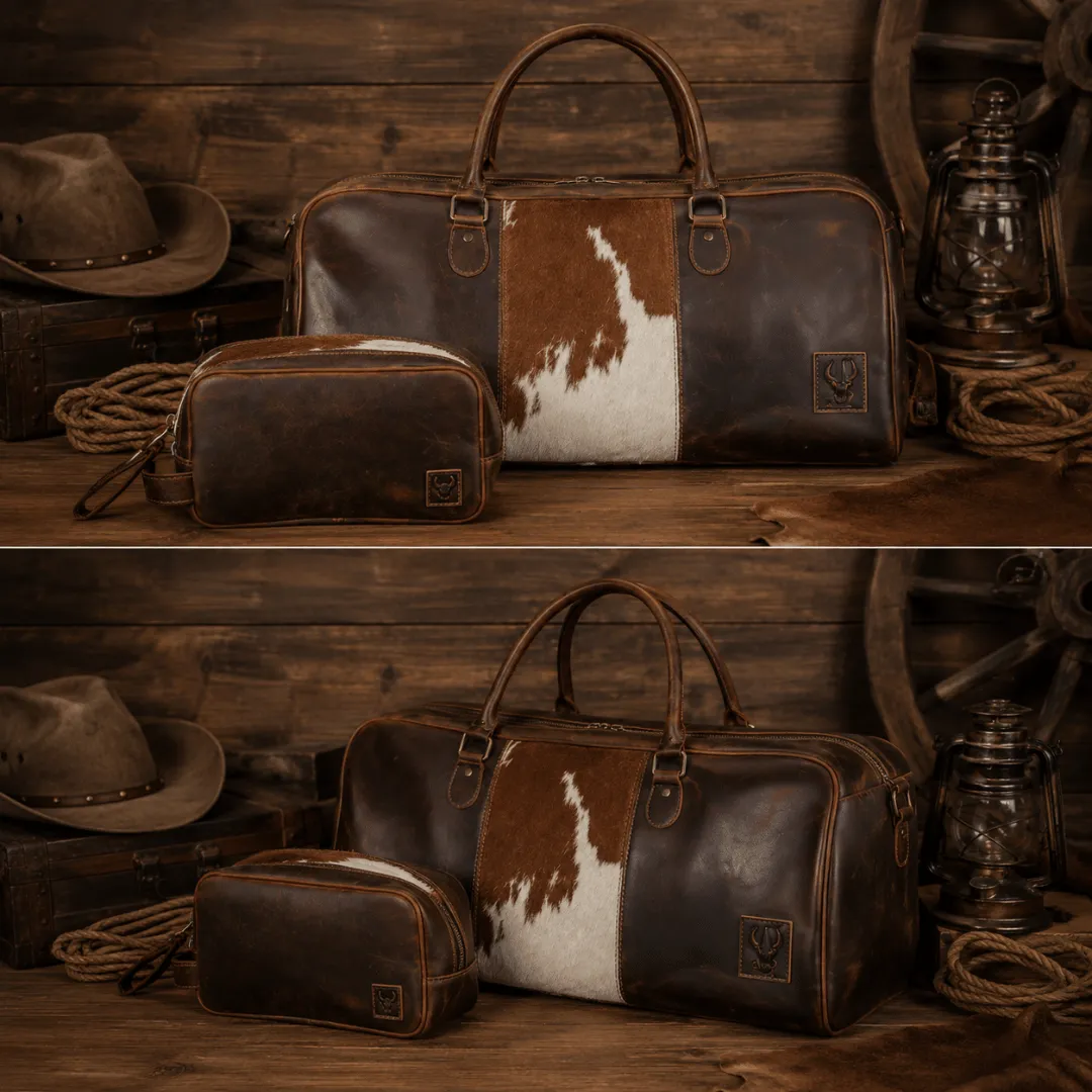 Untitled-2026-05-12T142508.912.webp Men's Leather Weekender-Brown Duffle Bag-Classic Travel Holdall - Image 1