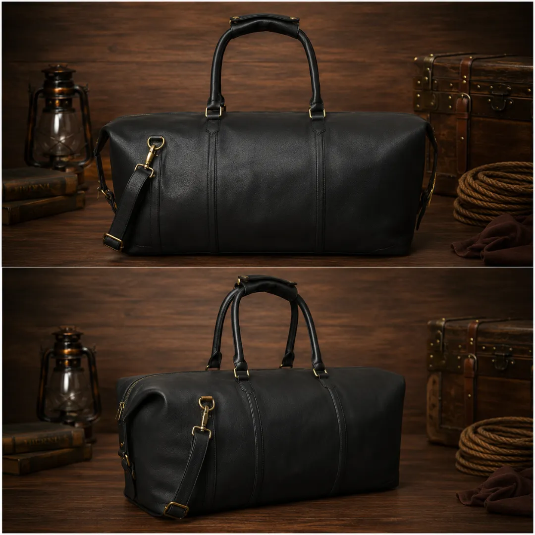 Untitled-2026-05-14T005436.621.webp Black Leather 40L Duffle Custom Weekender Bag - Image 1