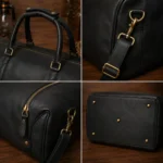 Black Leather 40L Duffle Custom Weekender Bag - Image 2